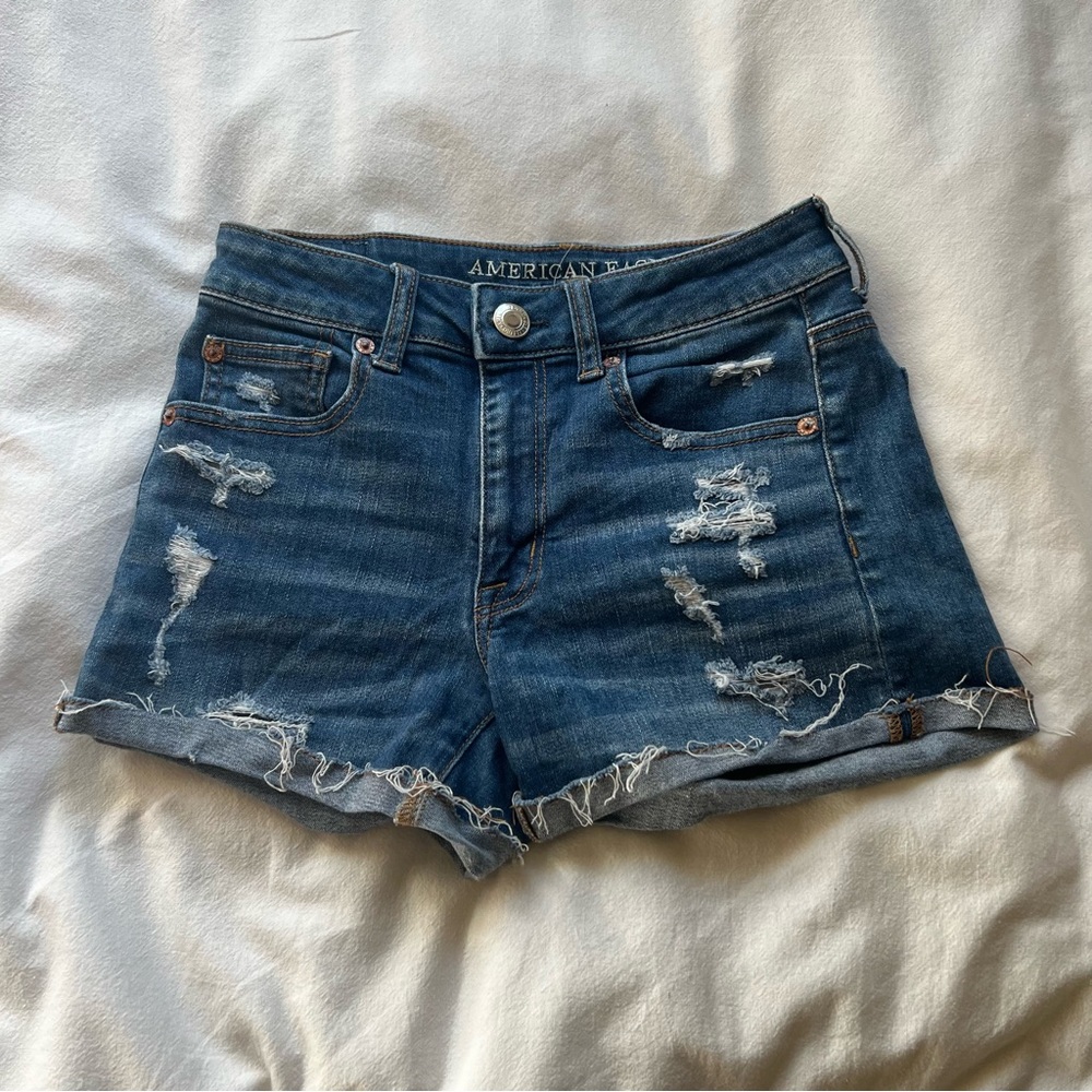 American Eagle Distressed Medium Wash Denim Shorts